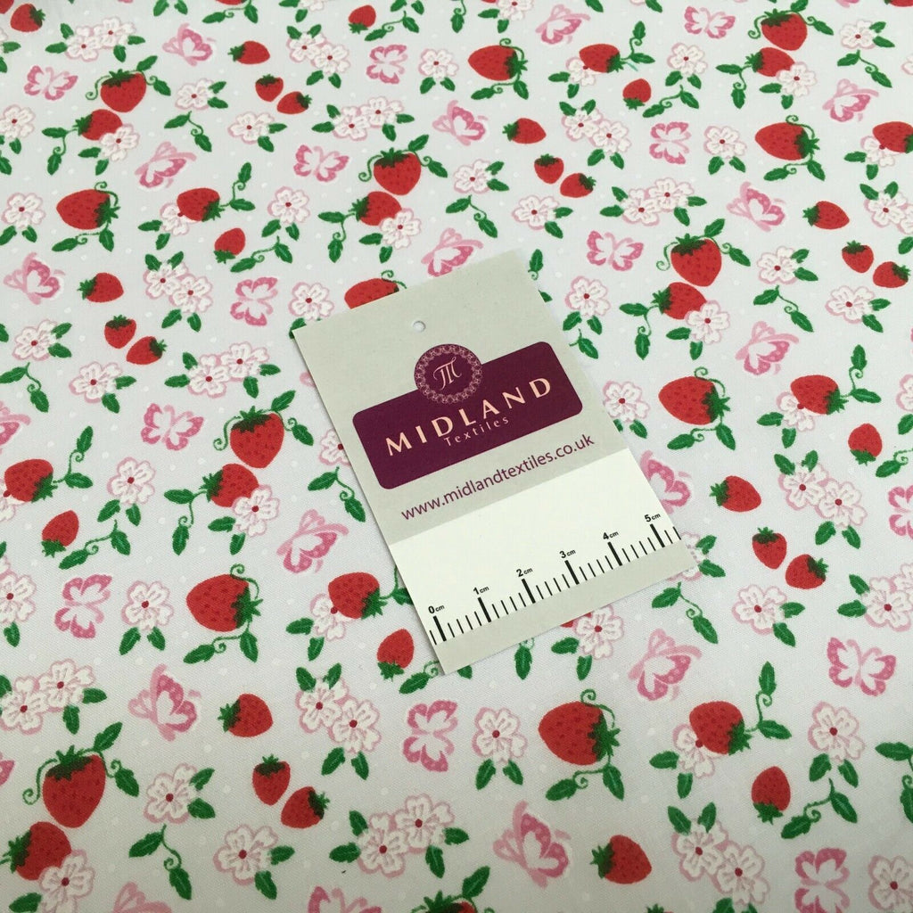 Floral Strawberry butterfly poly cotton craft Fabric M1447 Mtex