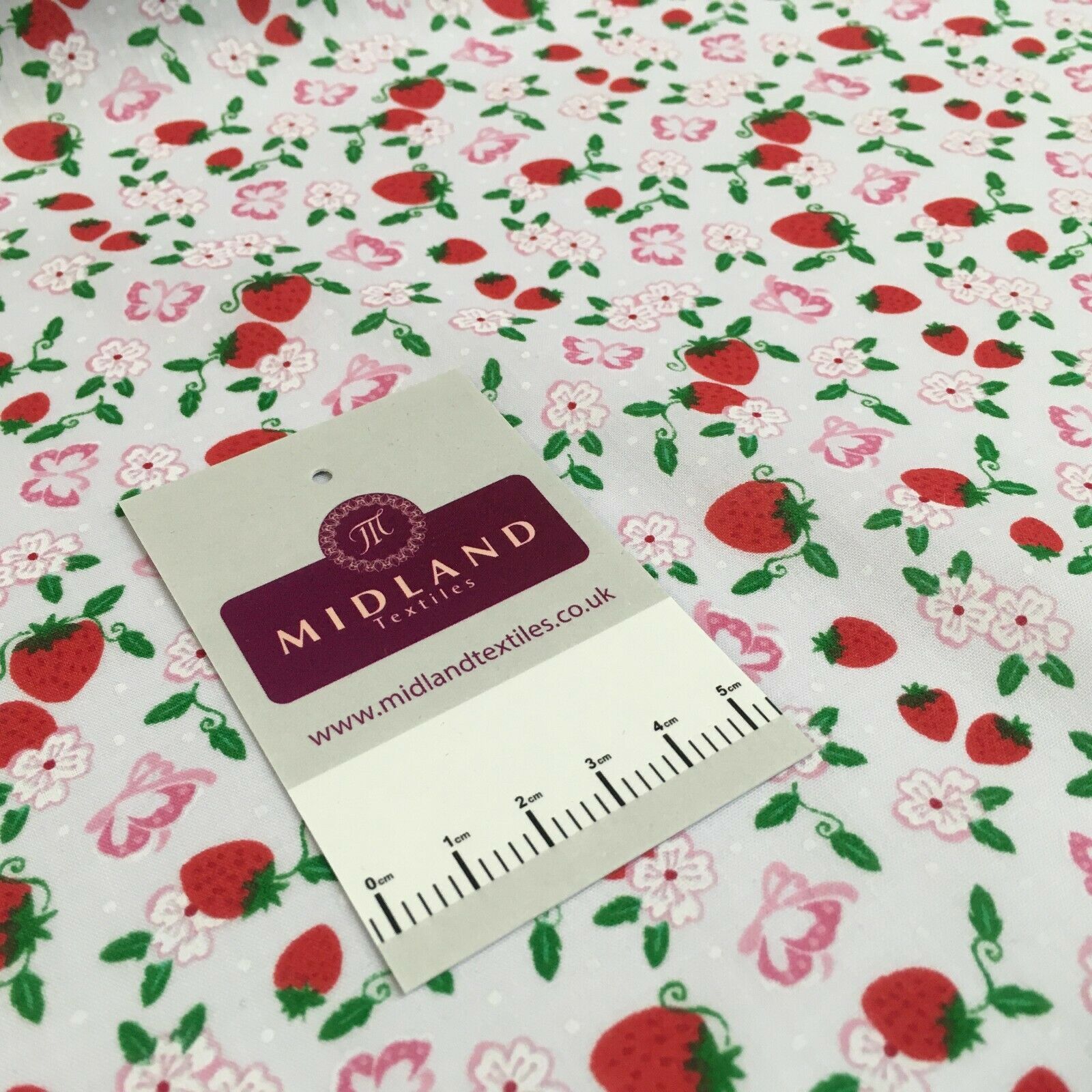 Floral Strawberry butterfly polycotton craft Fabric M1447 Mtex
