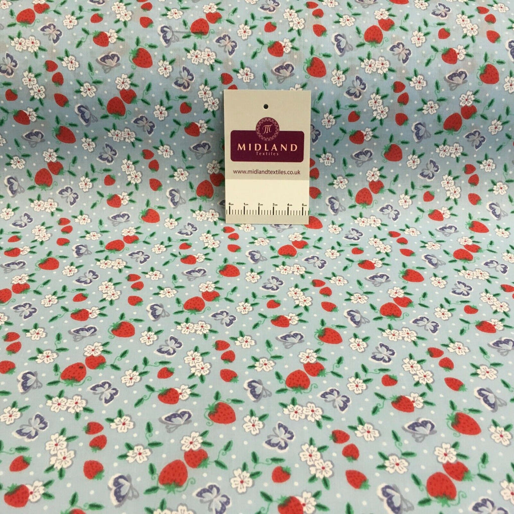 Floral Strawberry butterfly poly cotton craft Fabric M1447 Mtex