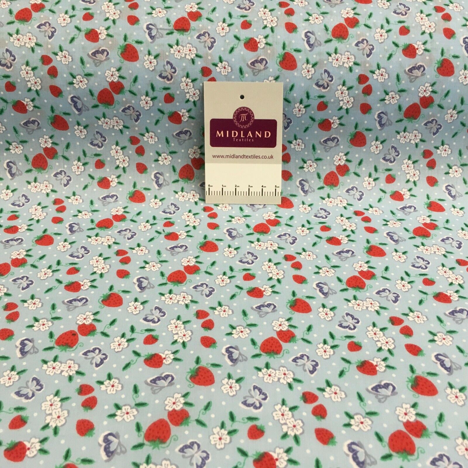 Floral Strawberry butterfly polycotton craft Fabric M1447 Mtex