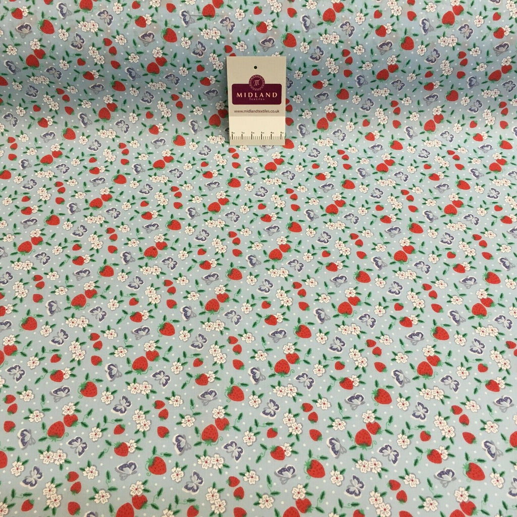 Floral Strawberry butterfly poly cotton craft Fabric M1447 Mtex