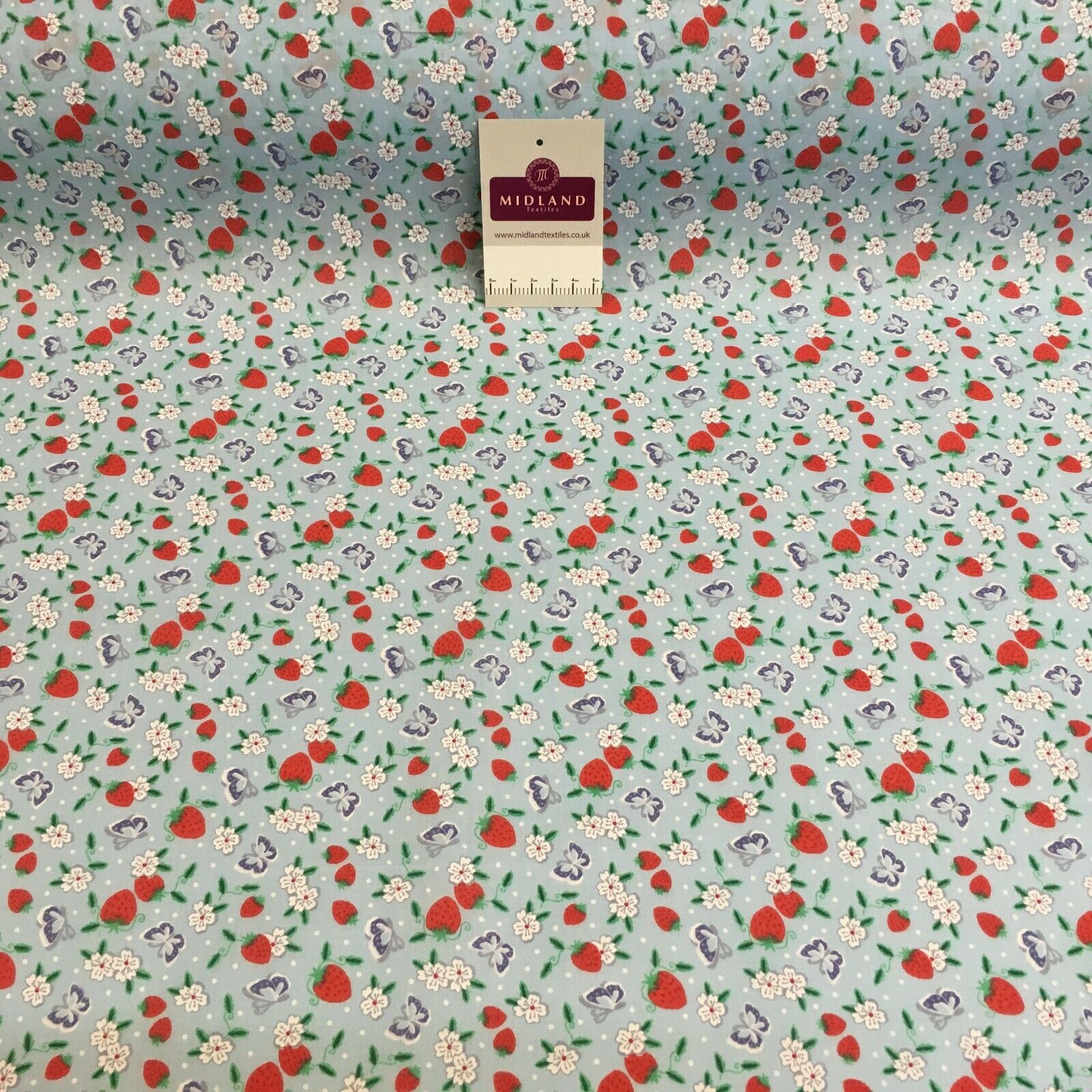 Floral Strawberry butterfly polycotton craft Fabric M1447 Mtex