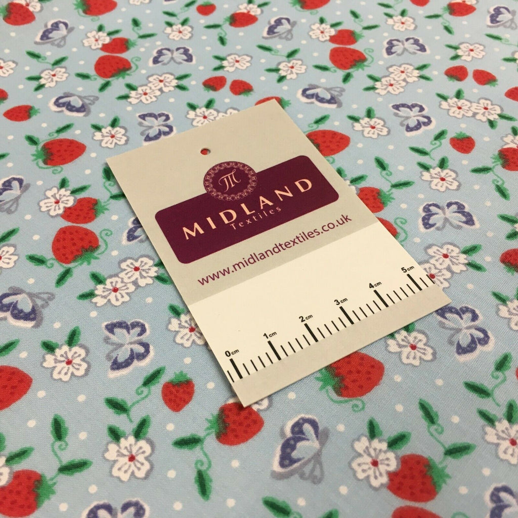 Floral Strawberry butterfly poly cotton craft Fabric M1447 Mtex