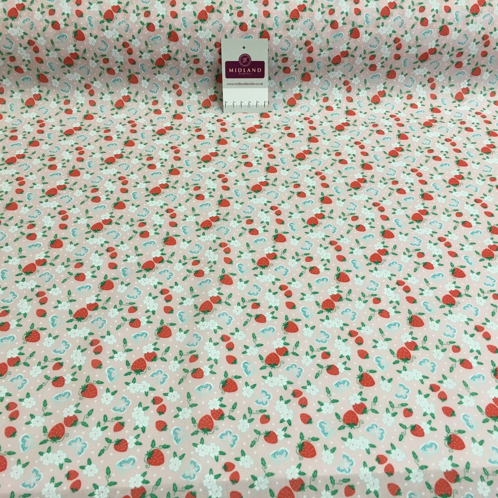 Floral Strawberry butterfly poly cotton craft Fabric M1447 Mtex