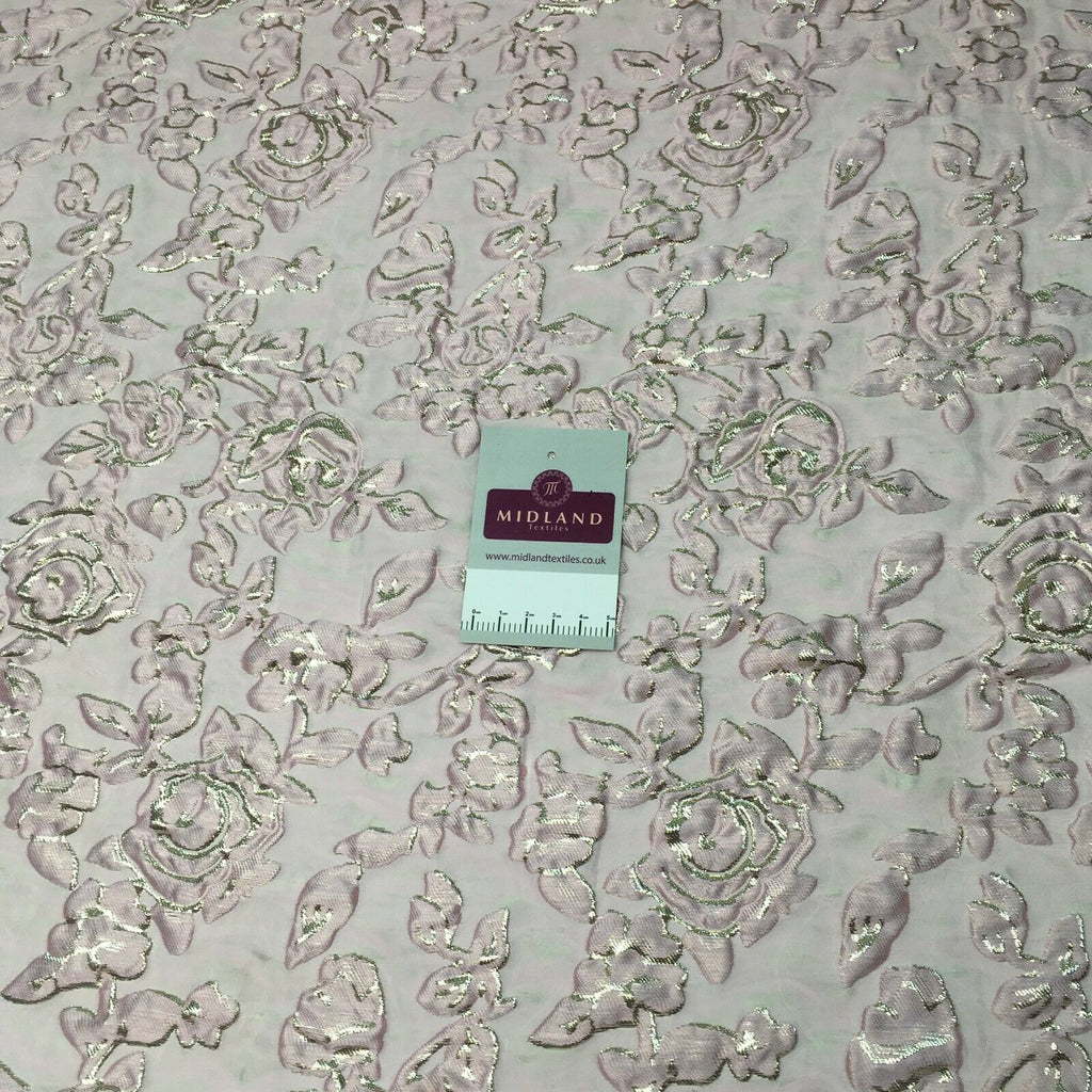 Pastel Bridal floral Brocade Embossed wedding fabric M1464 Mtex