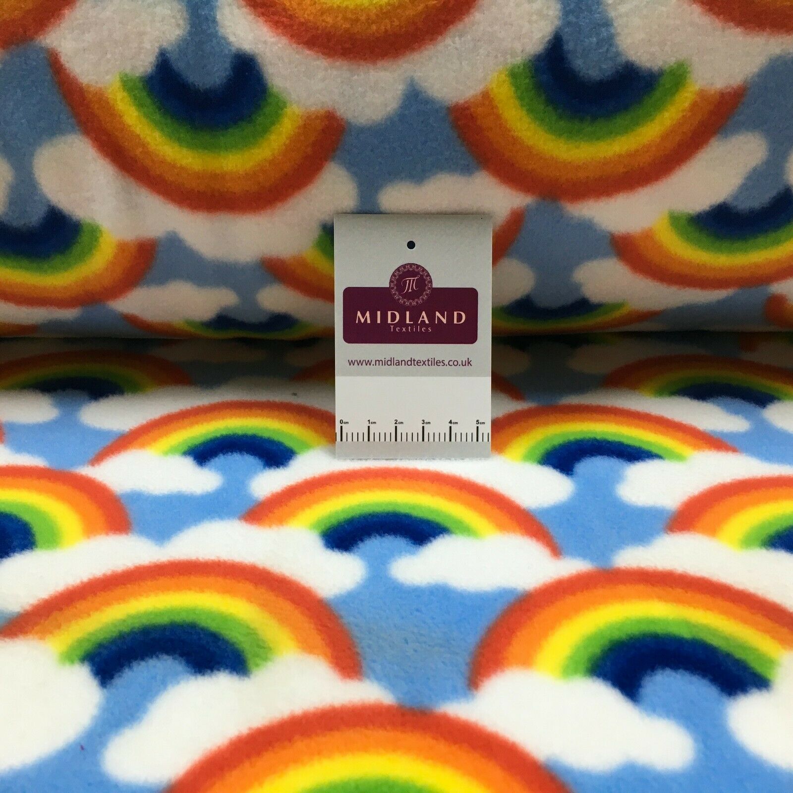Blue Rainbow Cloud Soft Polar Fleece Fabric M1491 Mtex