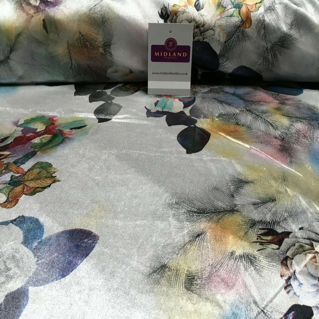 Floral Digital Printed Velvet Velour Dress Fabric 150cm MA1334