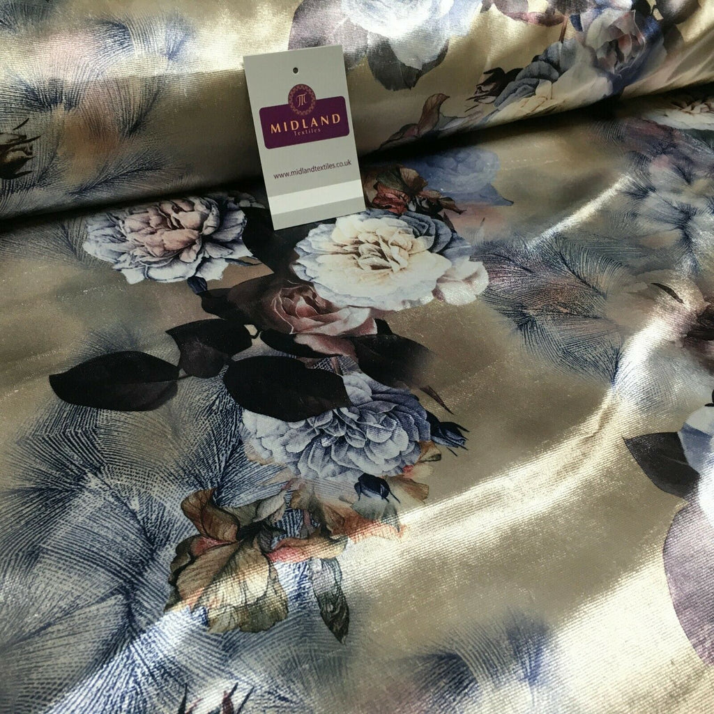 Floral Digital Printed Velvet Velour Dress Fabric 150cm MA1334