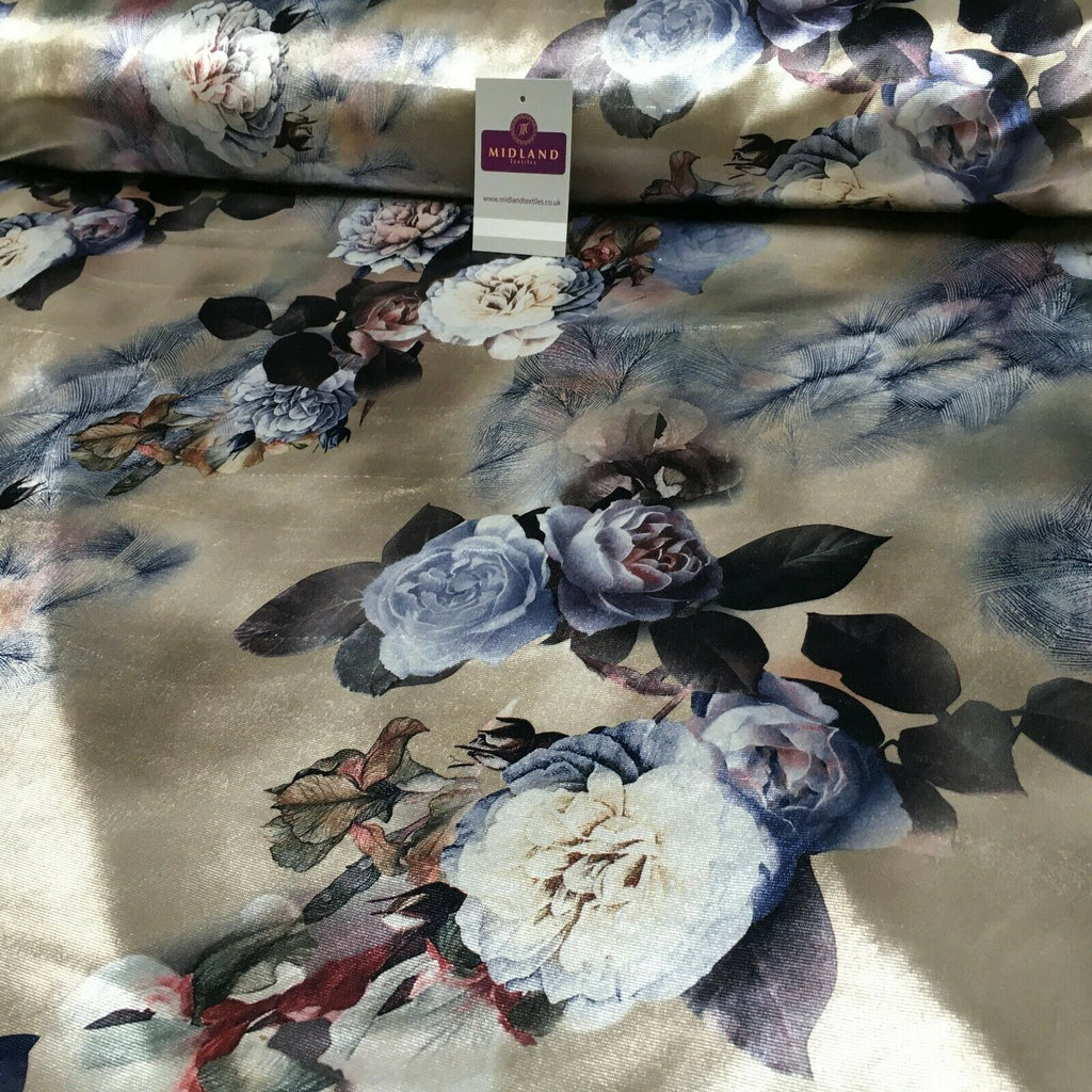 Floral Digital Printed Velvet Velour Dress Fabric 150cm MA1334