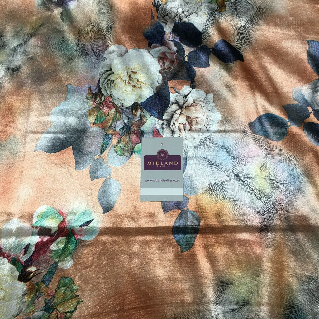 Floral Digital Printed Velvet Velour Dress Fabric 150cm MA1334