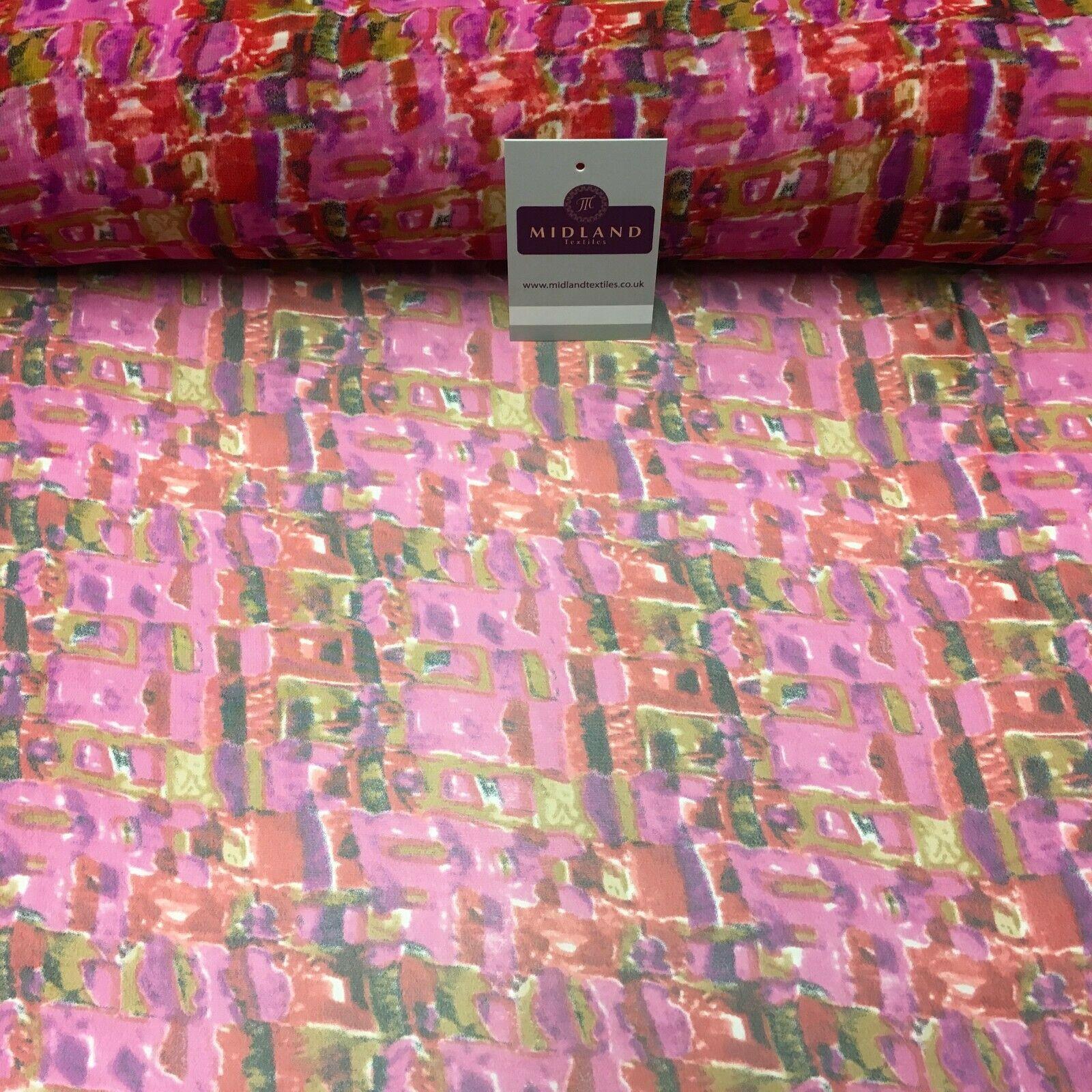 Cerise Printed Mosaic Crepe chiffon Dress Fabric 150 cm Wide MK1190-14 Mtex