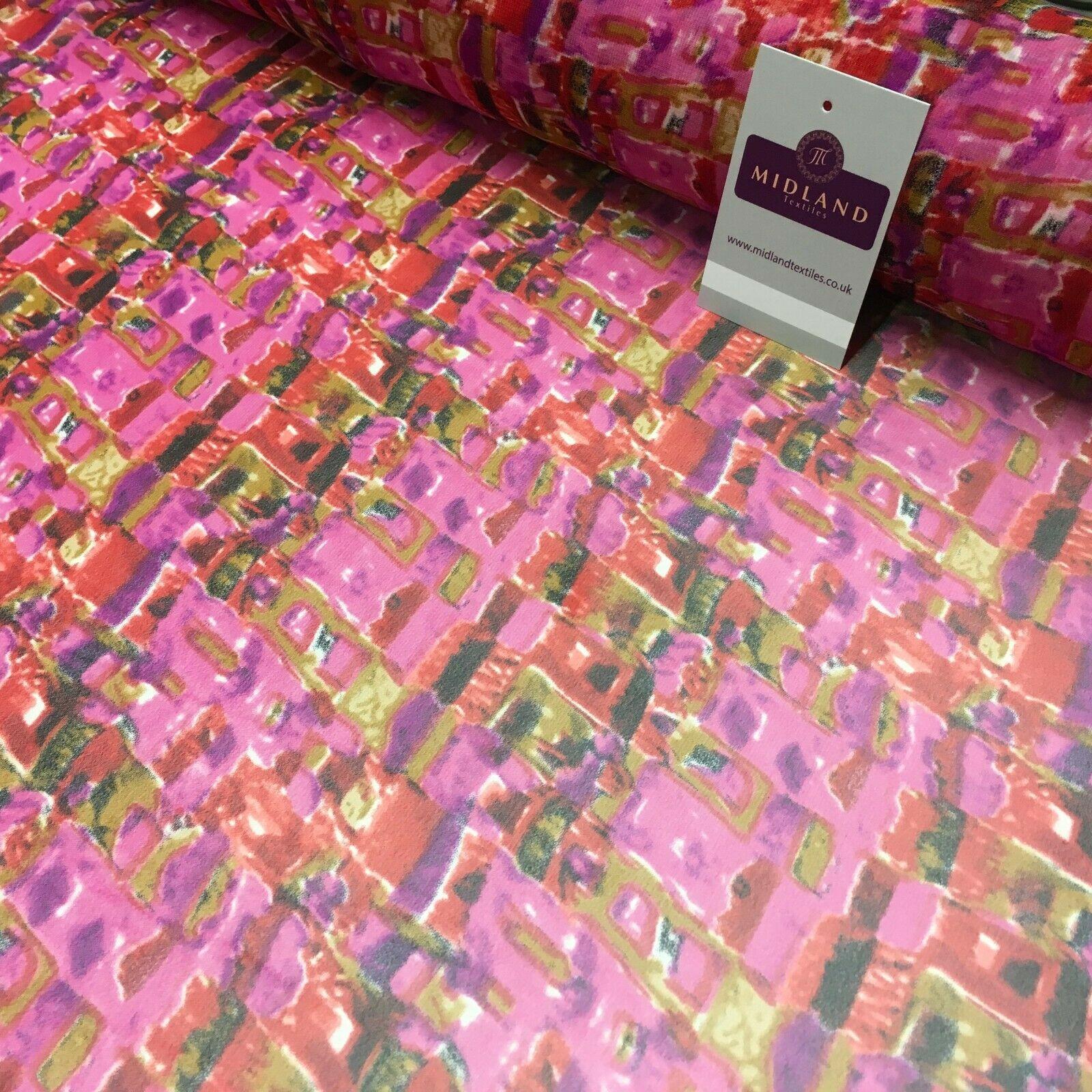 Cerise Printed Mosaic Crepe chiffon Dress Fabric 150 cm Wide MK1190-14 Mtex
