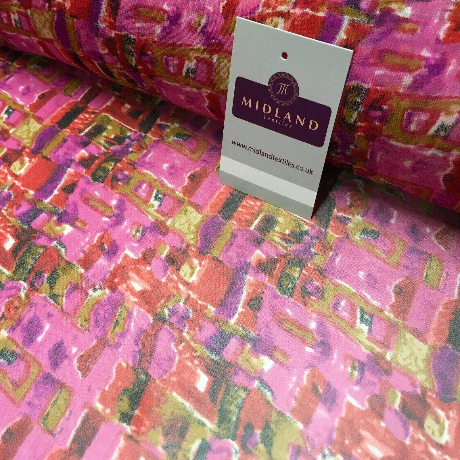 Cerise Printed Mosaic Crepe chiffon Dress Fabric 150 cm Wide MK1190-14 Mtex