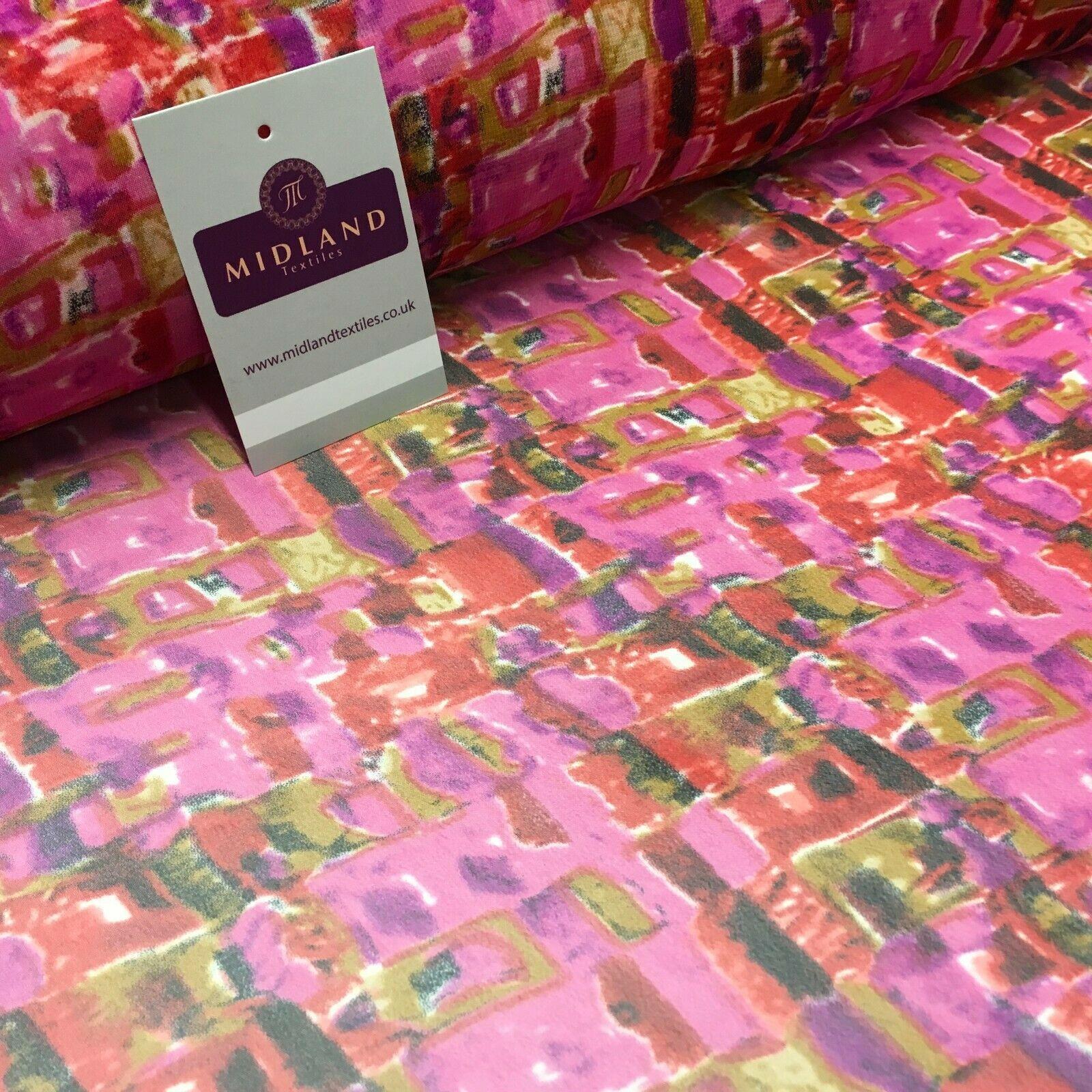 Cerise Printed Mosaic Crepe chiffon Dress Fabric 150 cm Wide MK1190-14 Mtex