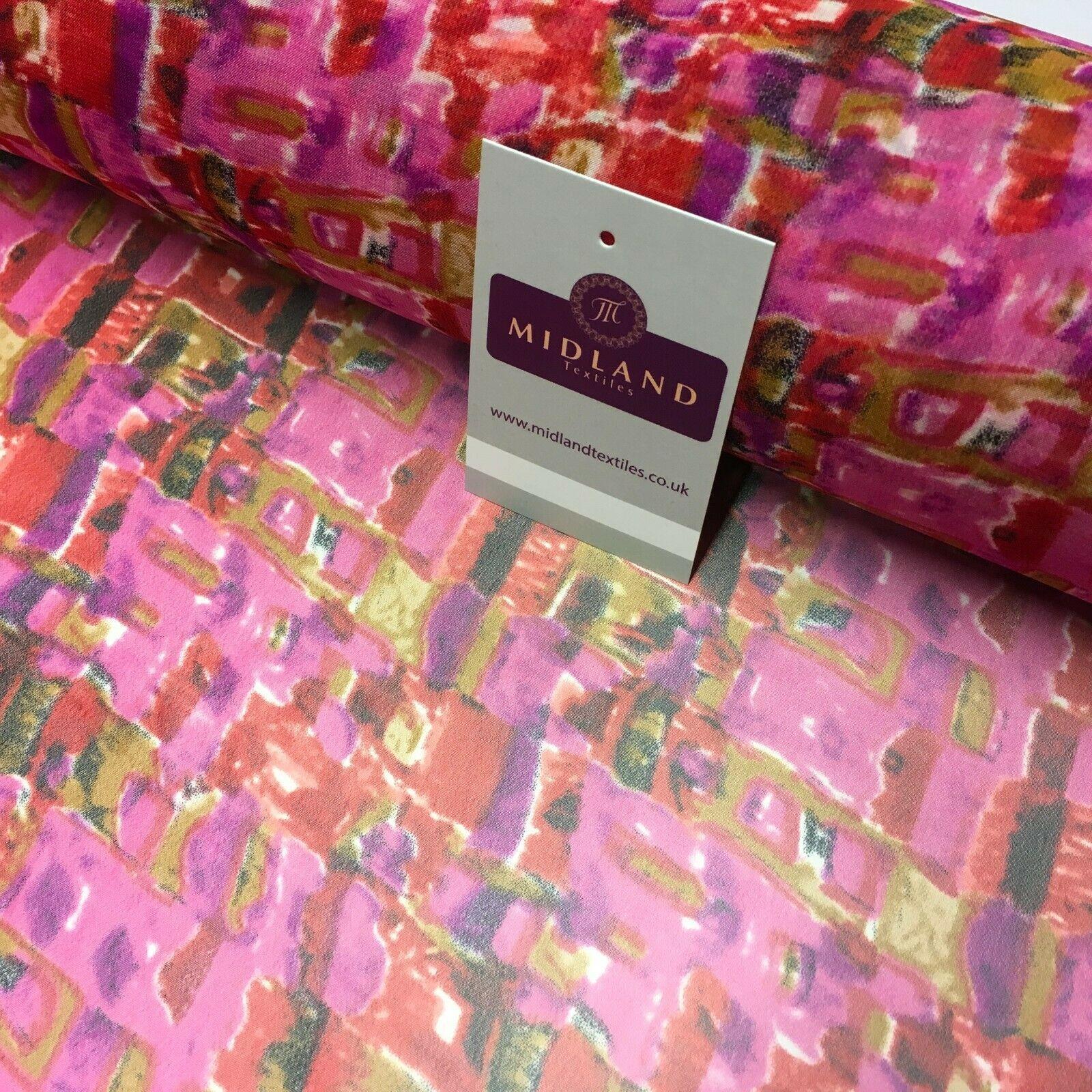 Cerise Printed Mosaic Crepe chiffon Dress Fabric 150 cm Wide MK1190-14 Mtex