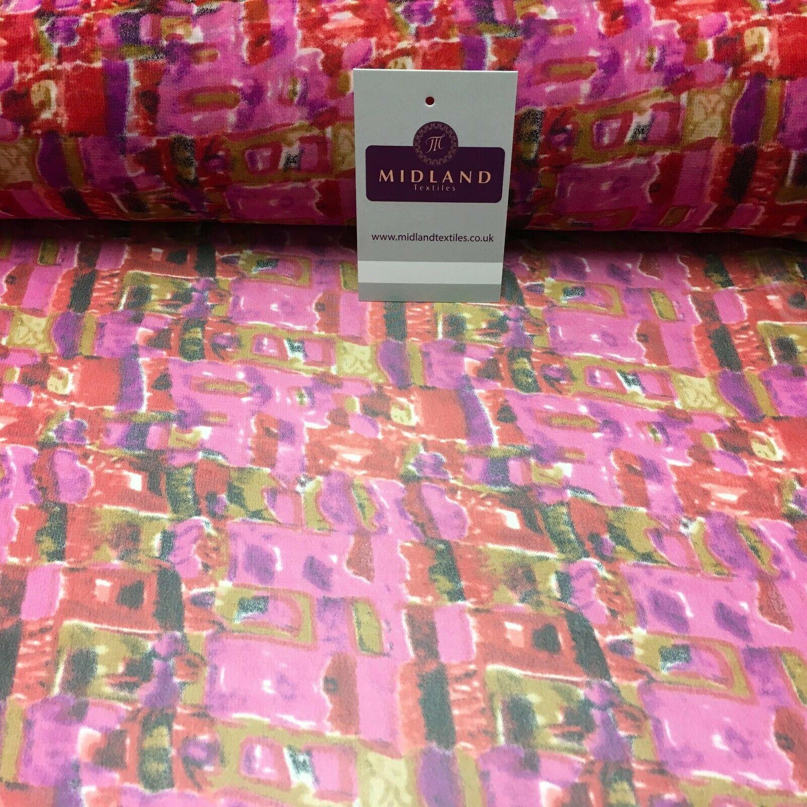 Cerise Printed Mosaic Crepe chiffon Dress Fabric 150 cm Wide MK1190-14 Mtex