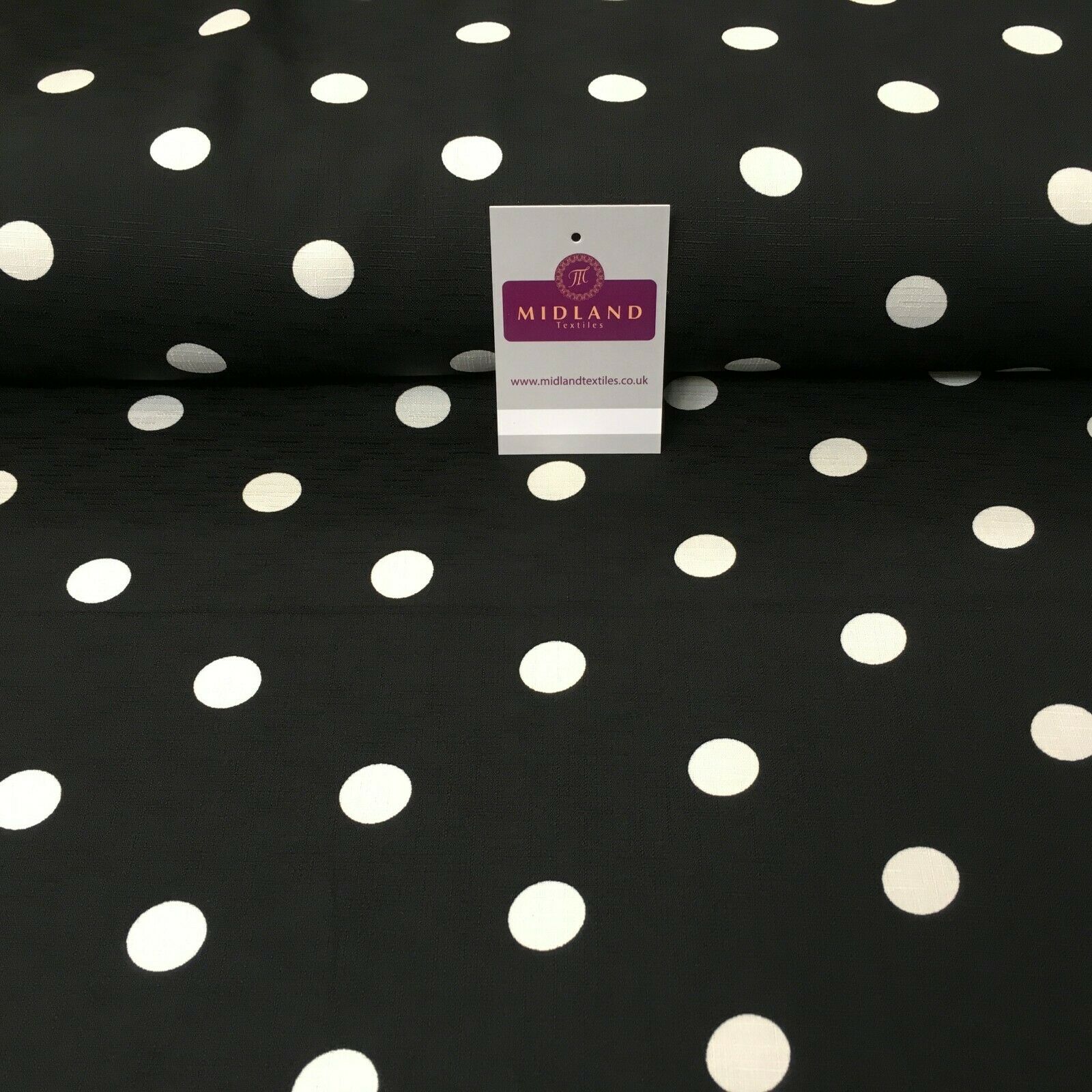 Black & Ivory Spot Linen Effect Georgette Crepe Dress Fabric 147 cm MK1184-8