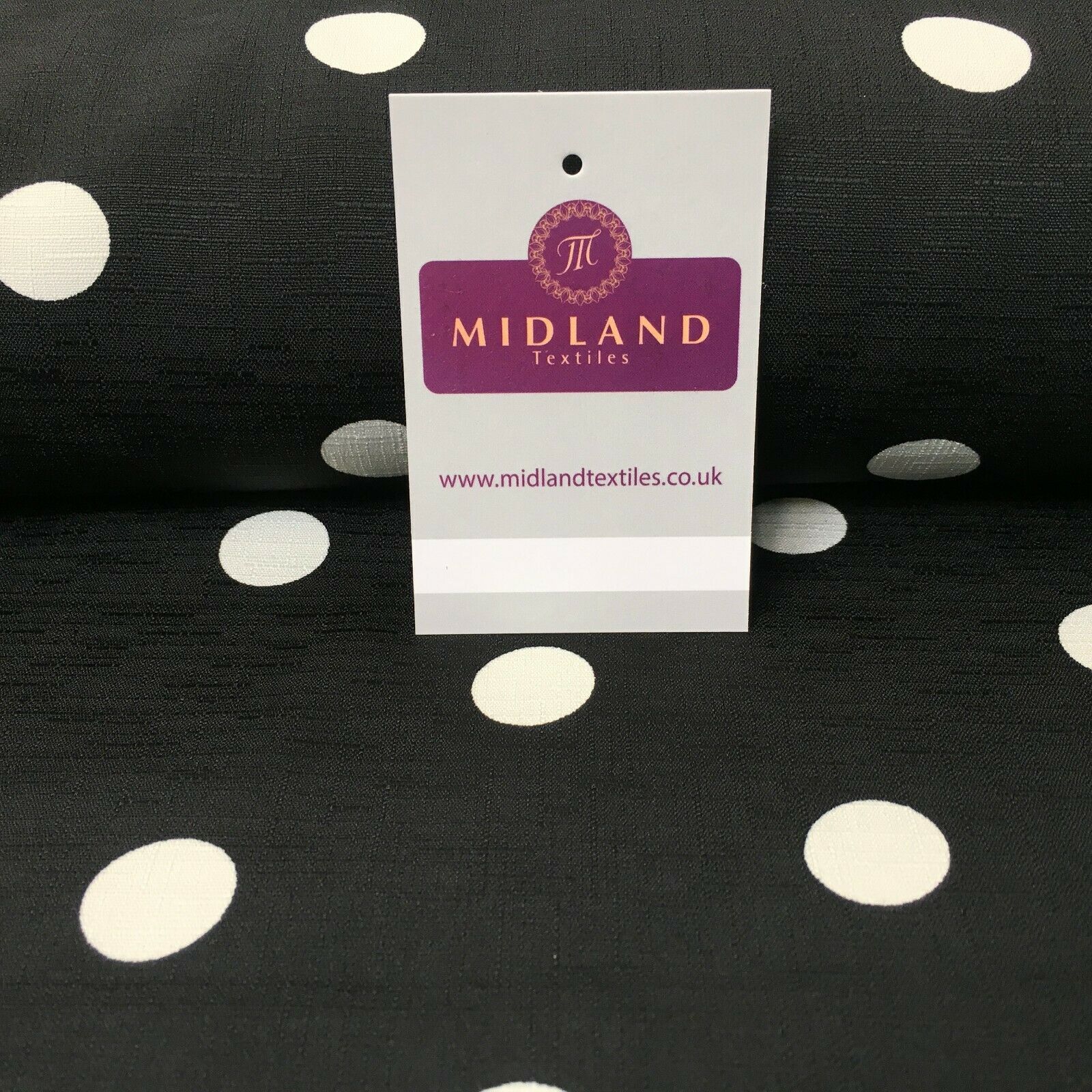 Black & Ivory Spot Linen Effect Georgette Crepe Dress Fabric 147 cm MK1184-8