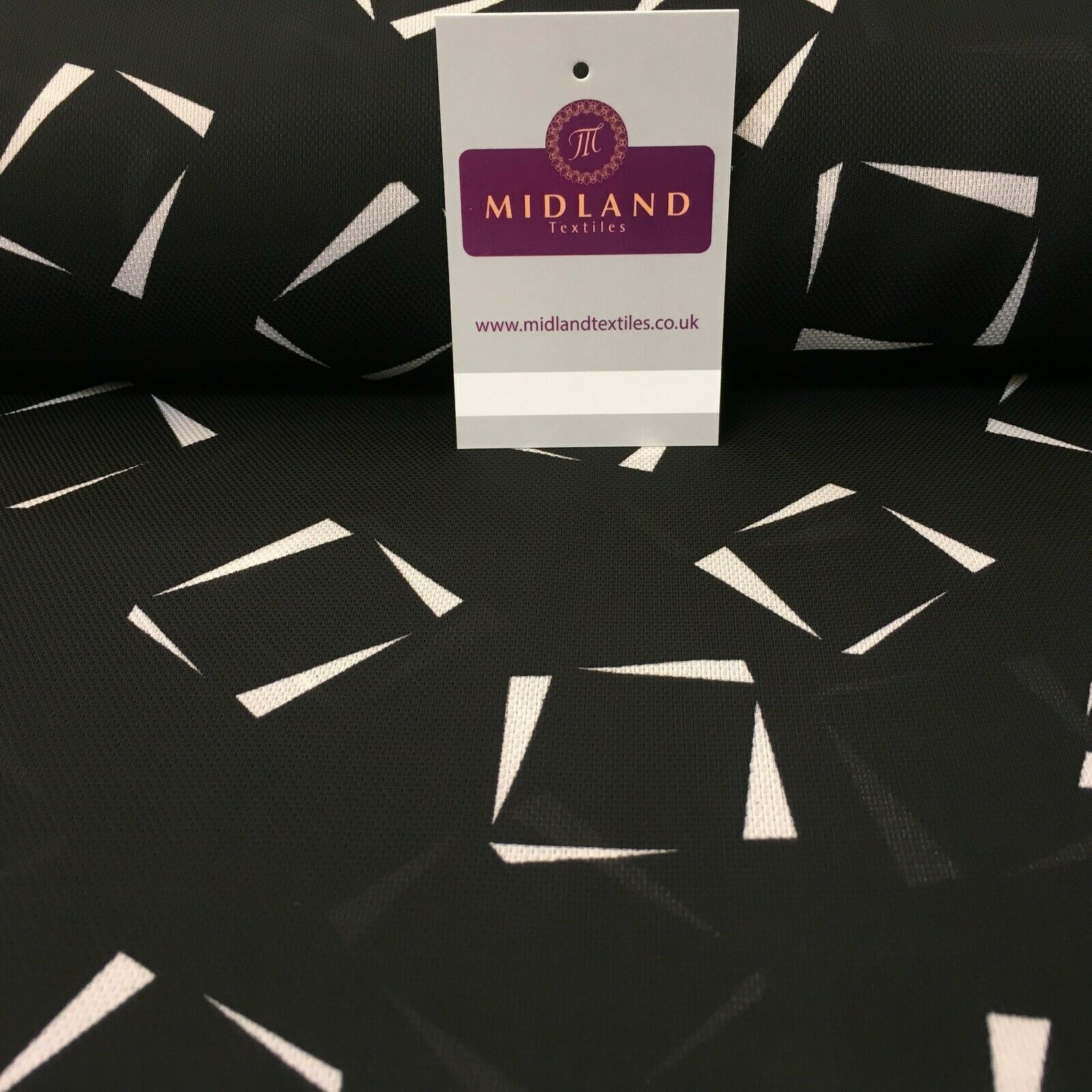 Black Geometric Printed soft Georgette twist voile Dress Fabric 147cm MK1185-5