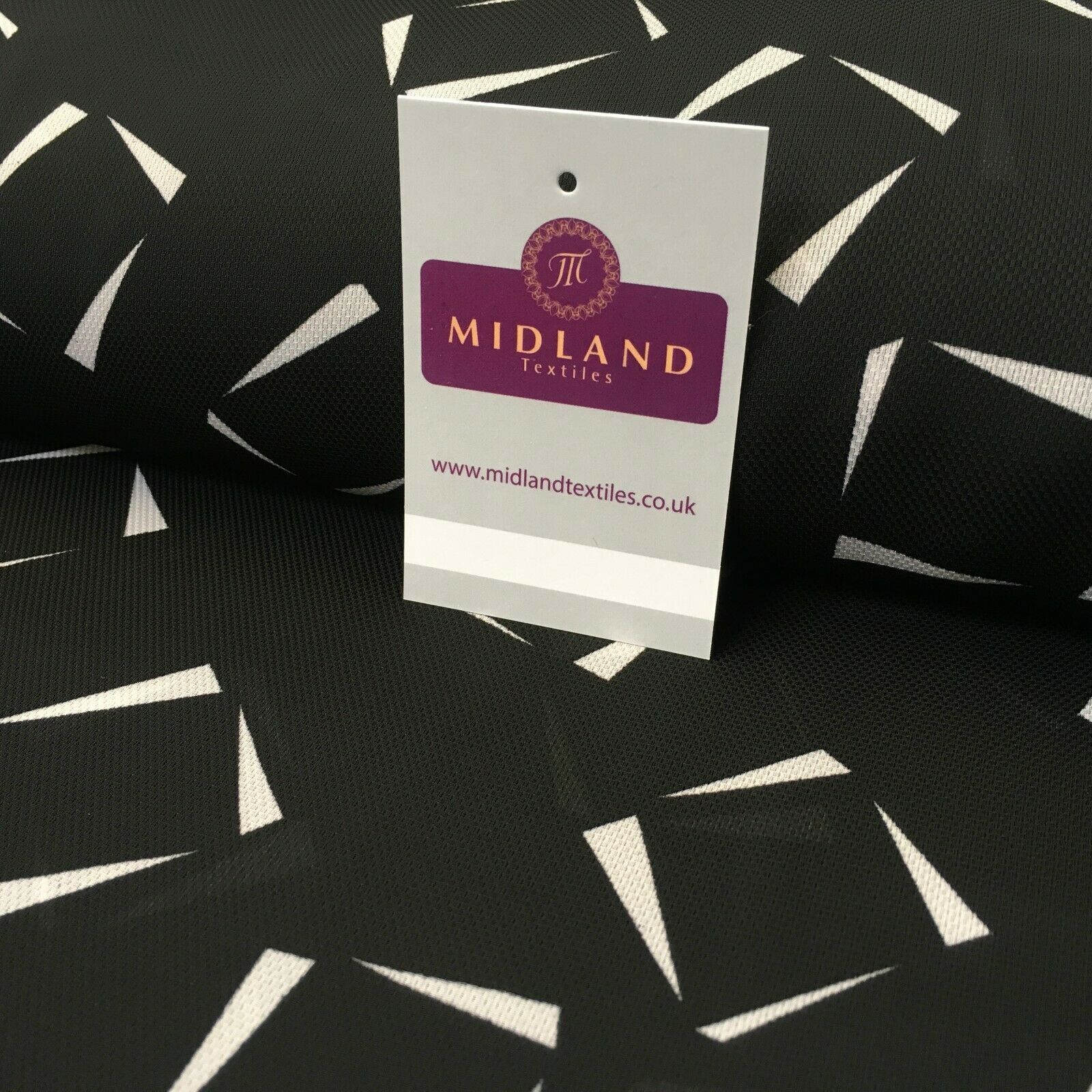 Black Geometric Printed soft Georgette twist voile Dress Fabric 147cm MK1185-5