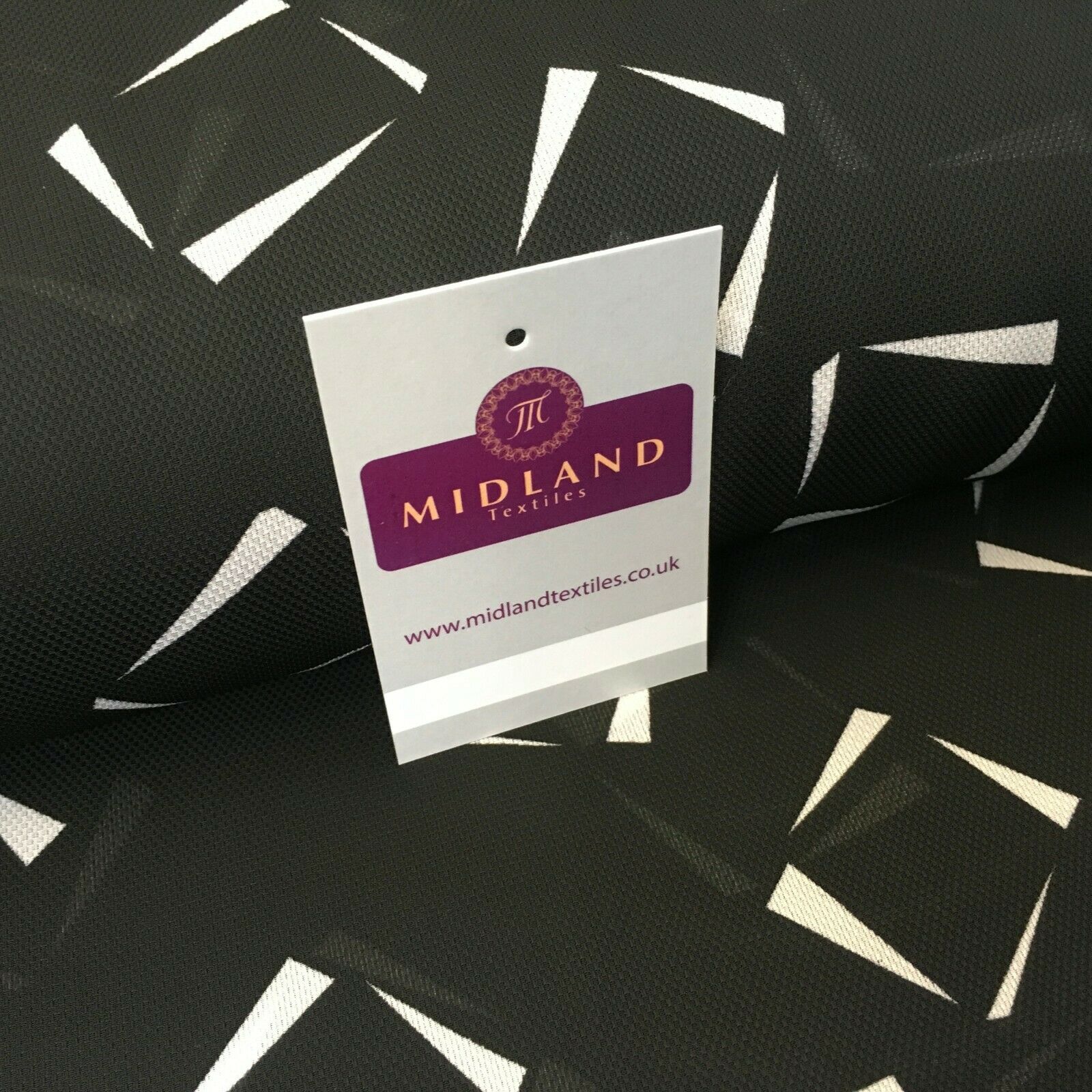 Black Geometric Printed soft Georgette twist voile Dress Fabric 147cm MK1185-5