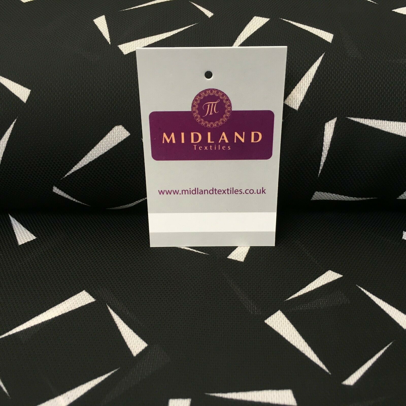 Black Geometric Printed soft Georgette twist voile Dress Fabric 147cm MK1185-5