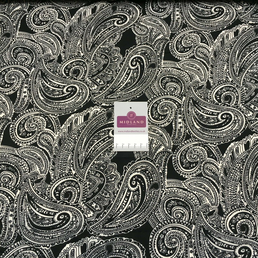 Black paisley polyester crepe dress Fabric M1400-9 Mtex