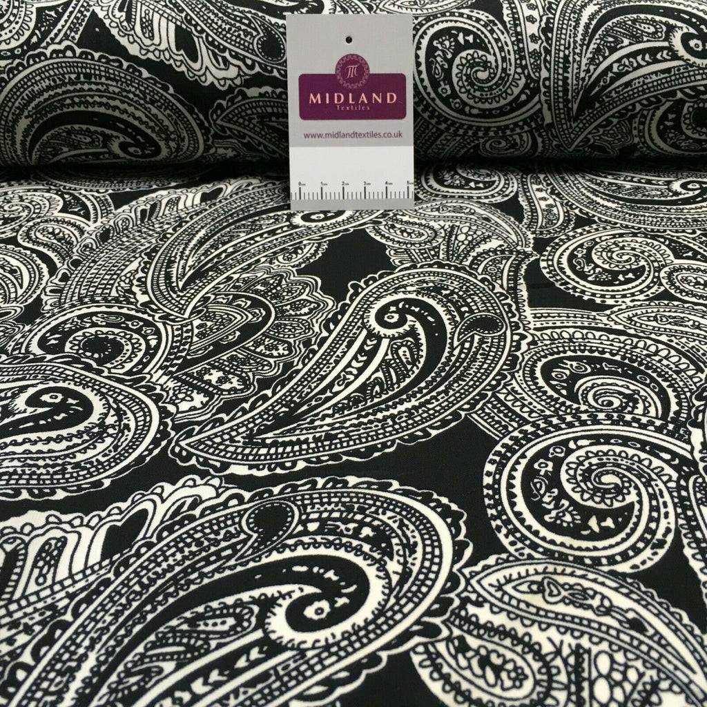 Black paisley polyester crepe dress Fabric M1400-9 Mtex