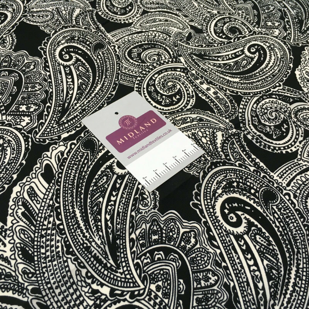 Black paisley polyester crepe dress Fabric M1400-9 Mtex