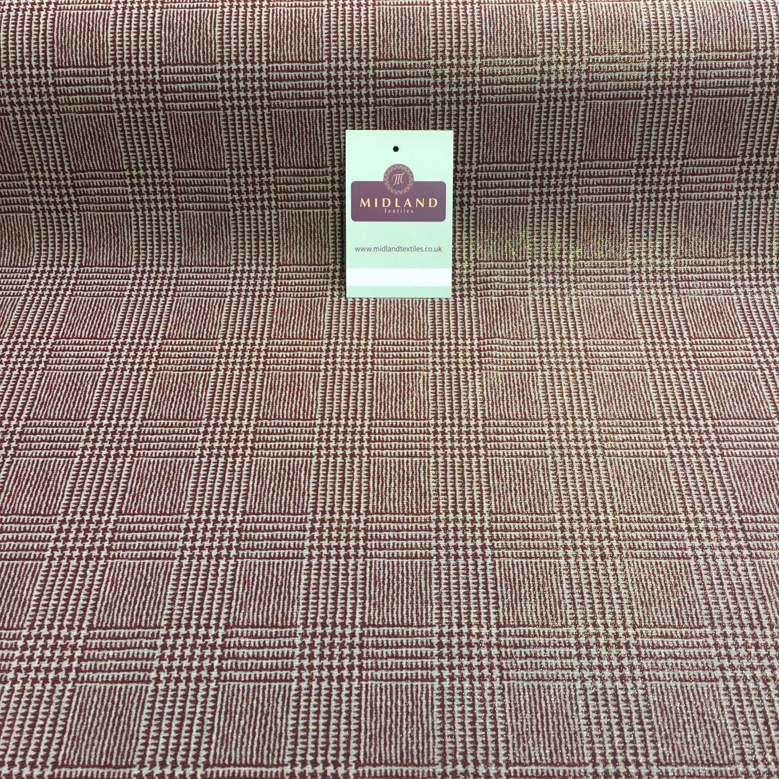 Checked tweed Printed Lycra shimmer Gold Foil Dress ITY Fabric 58