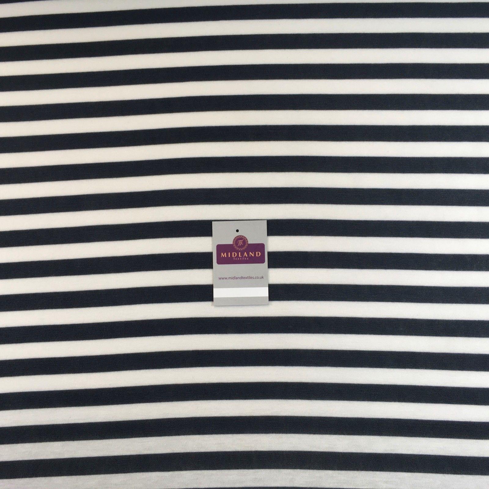 Dark Grey and White Striped cotton jersey stretch dress fabric 45' M720-60 Mtex