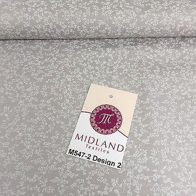 Grey And White Floral Printed 100% Cotton Poplin Craft Fabric 45' M547