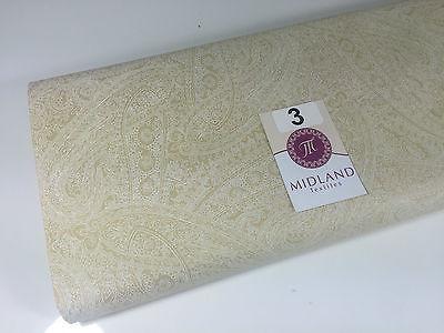 Floral Paisley Pastel white lacquer Print Fabric 100% Cotton 44' Wide  M527 Mtex