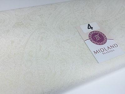 Floral Paisley Pastel white lacquer Print Fabric 100% Cotton 44' Wide  M527 Mtex