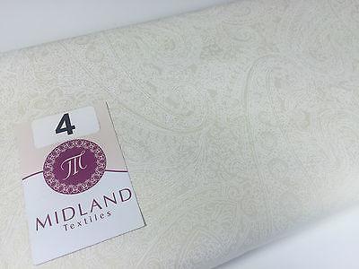Floral Paisley Pastel white lacquer Print Fabric 100% Cotton 44' Wide  M527 Mtex