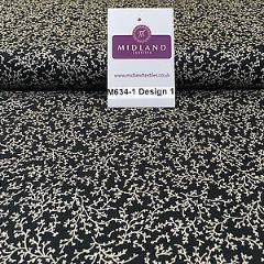 Black And White Floral Printed 100% Cotton Poplin Craft Fabric 45' M634