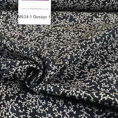 Black And White Floral Printed 100% Cotton Poplin Craft Fabric 45' M634