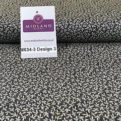 Black And White Floral Printed 100% Cotton Poplin Craft Fabric 45' M634