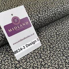 Black And White Floral Printed 100% Cotton Poplin Craft Fabric 45' M634