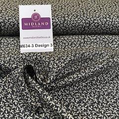 Black And White Floral Printed 100% Cotton Poplin Craft Fabric 45' M634