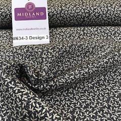 Black And White Floral Printed 100% Cotton Poplin Craft Fabric 45' M634