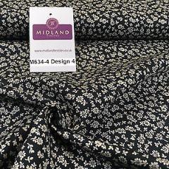 Black And White Floral Printed 100% Cotton Poplin Craft Fabric 45' M634
