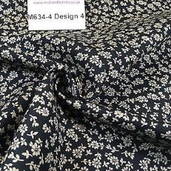 Black And White Floral Printed 100% Cotton Poplin Craft Fabric 45' M634