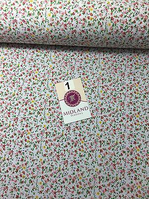 Floral Leaf and stem poly cotton print dress craft fabric 44' Wide M335 Mtex