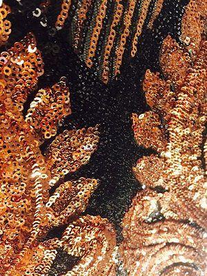 Black Net fabric with Metallic sequins border embroidery dress fabric Mtex M193