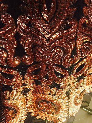 Black Net fabric with Metallic sequins border embroidery dress fabric Mtex M193