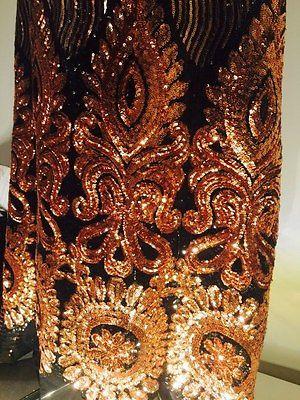 Black Net fabric with Metallic sequins border embroidery dress fabric Mtex M193