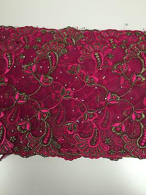 Border Style Embroided Datura flower Scalloped Net Fabric 8' Wide M235 Mtex