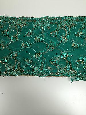 Border Style Embroided Datura flower Scalloped Net Fabric 8' Wide M235 Mtex