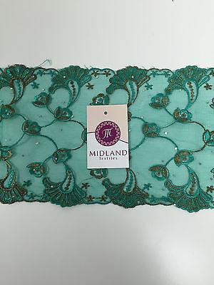 Border Style Embroided Datura flower Scalloped Net Fabric 8' Wide M235 Mtex